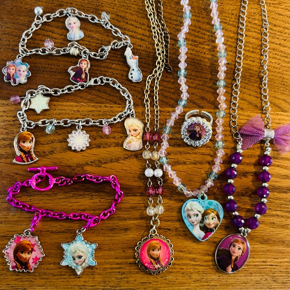 Disney Frozen lot jewelry necklaces bracelets charms Elsa girls accessories